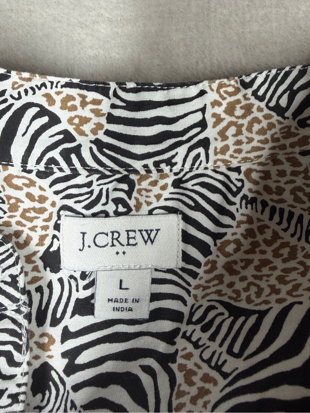 J.Crew Factory Animal Zebra Leopard Tiered Ruffle Cotton Blend Mini Dress L - Picture 15 of 16